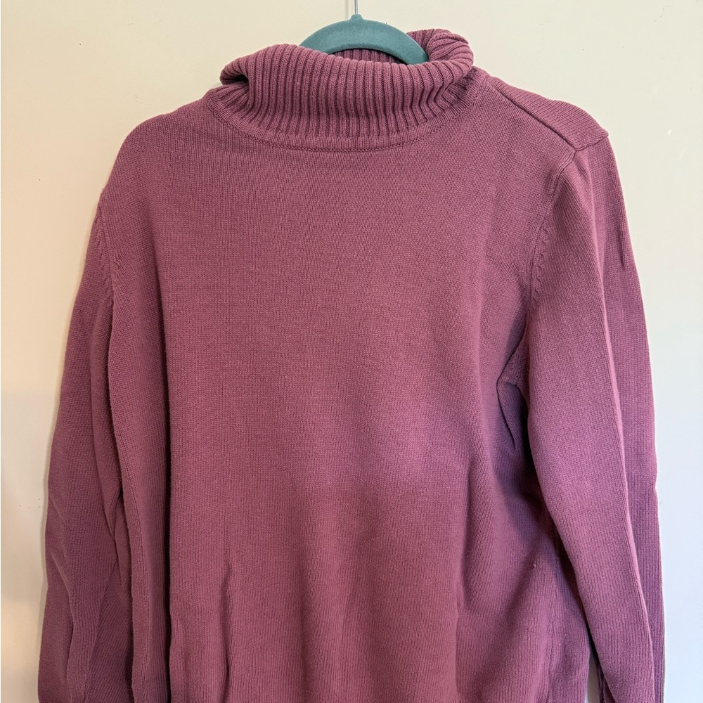 Purple Cowl Neck Sweater with Ribbed Design